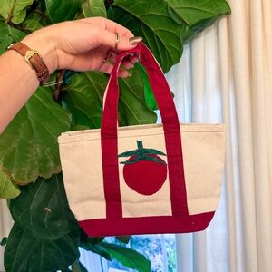 Canvas Tomato Tote Bag - Red & Cream